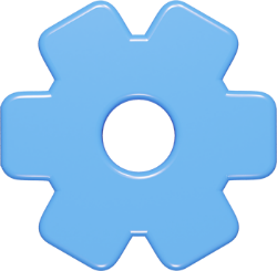 Imagem de uma engrenagem azul